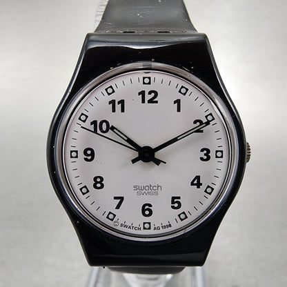 Swatch Sopran Watch Women 25mm White Dial Black Tone Round LB153 New Battery2