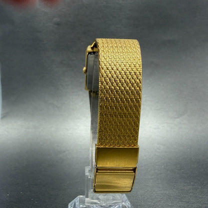 Bulova tank Watch Men 25mm Black Dial gold Tone Rectangle 92R45 New Battery7