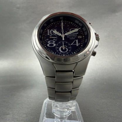 Seiko Chronograph Watch Men 38mm Blue Dial Silver Date Round 7T92-0BR0 New Batt5