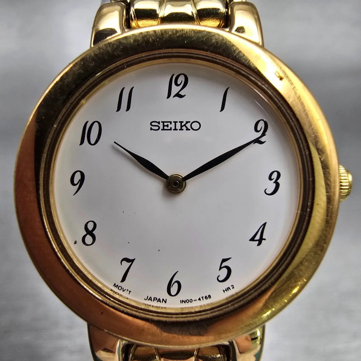 Seiko Watch Women 24mm White Dial Gold Tone Round 1N00-1E19 New Battery Vintage1