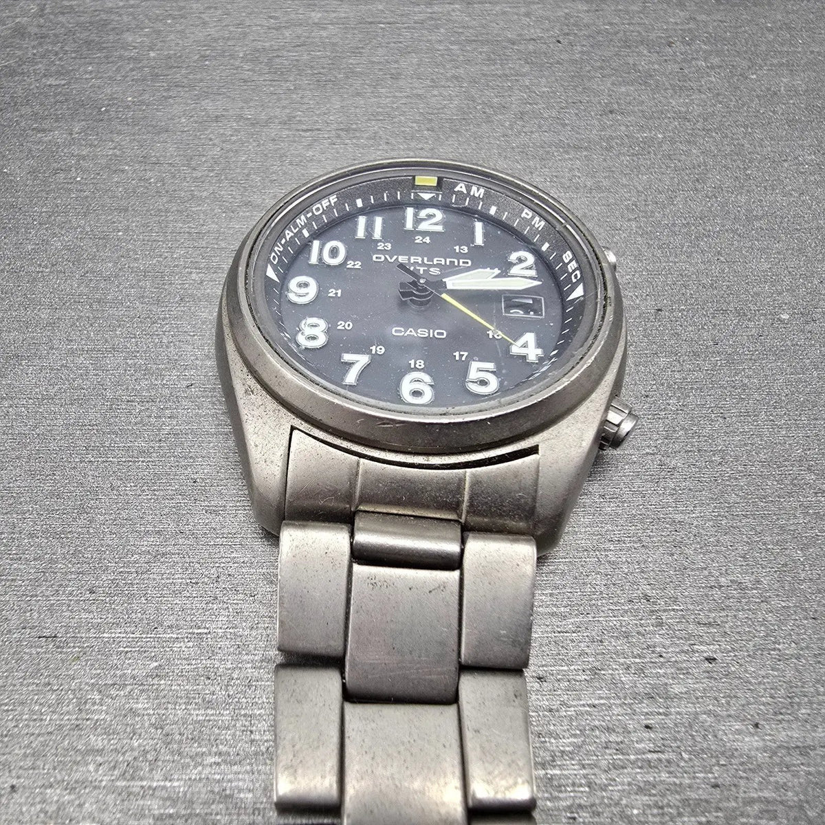Casio Overland WTS Watch Men 39mm Gray Dial Titanium Date OVW-100TDJ  PARTS3