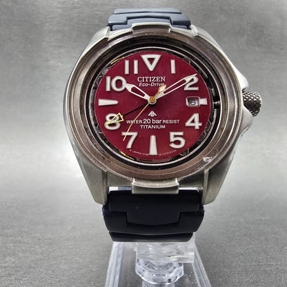 Citizen Eco-Drive GMT Watch Men 40mm Red Dial Silver Tone date B876-H25543 PARTS8