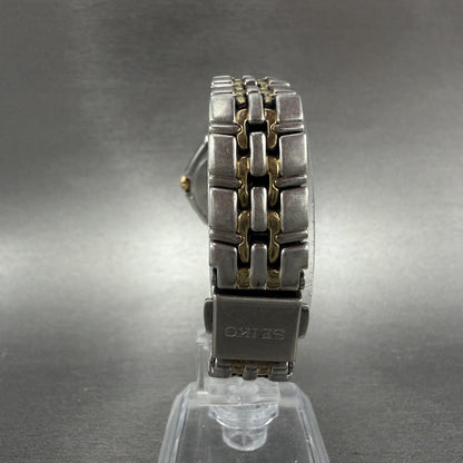 Seiko Watch Women 26mm Silver Dial Two Tone Date Round 7n82-0at0 New Battery JMO7