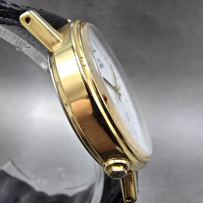 Timex Easy Reader Watch Men 35mm White Dial Gold Tone Leather Round  New Battery3