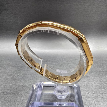 Seiko Tank Watch Women 13mm Gold Dial Gold Tone Rectangle 2E20-7479 New Battery58
