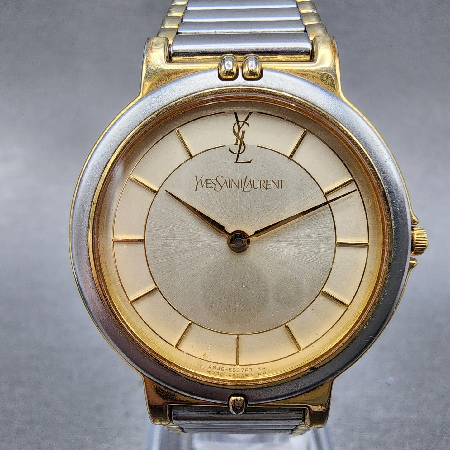 Yves Saint Laurent Watch Women 29mm Champagne Dial Two Tone Round New Battery1
