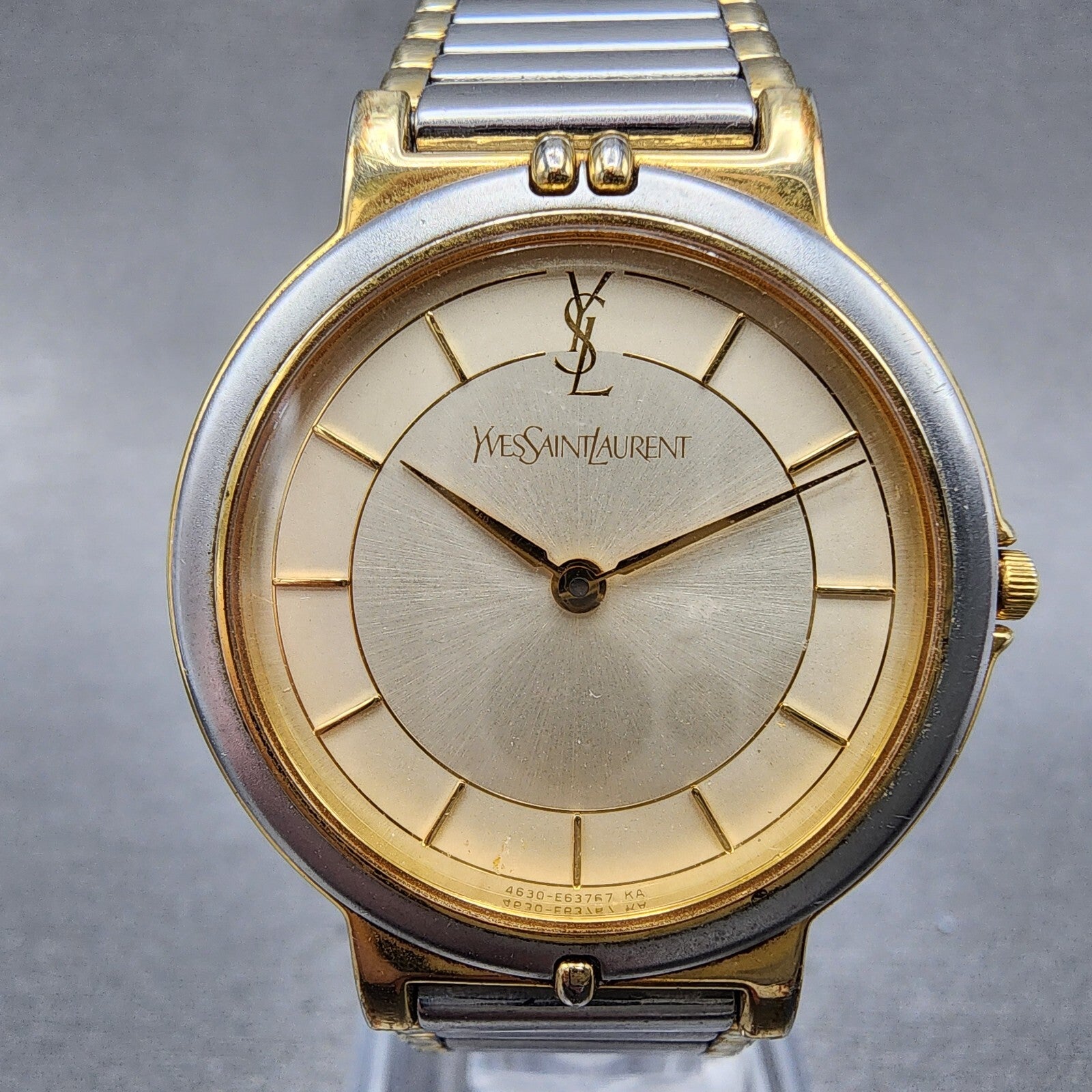 Yves Saint Laurent Watch Women 29mm Champagne Dial Two Tone Round New Battery1