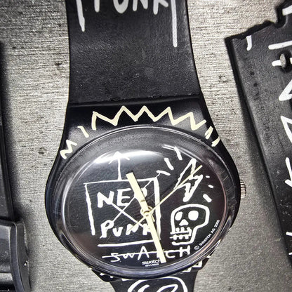 Swatch BAD TRIP Watch Men 33mm Black Dial Black Tone Round GB206 New Battery5
