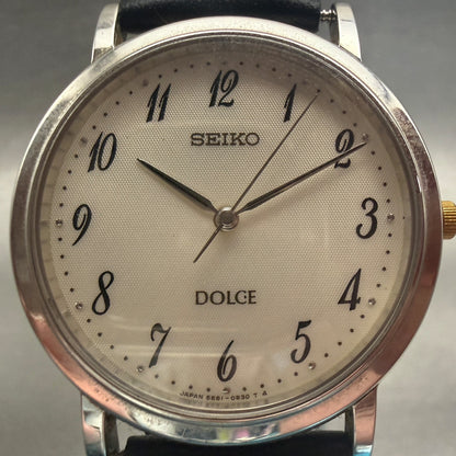 Seiko Dolce Watch Men 32mm White Dial Silver Tone Round 5E61-0A80 New Battery1