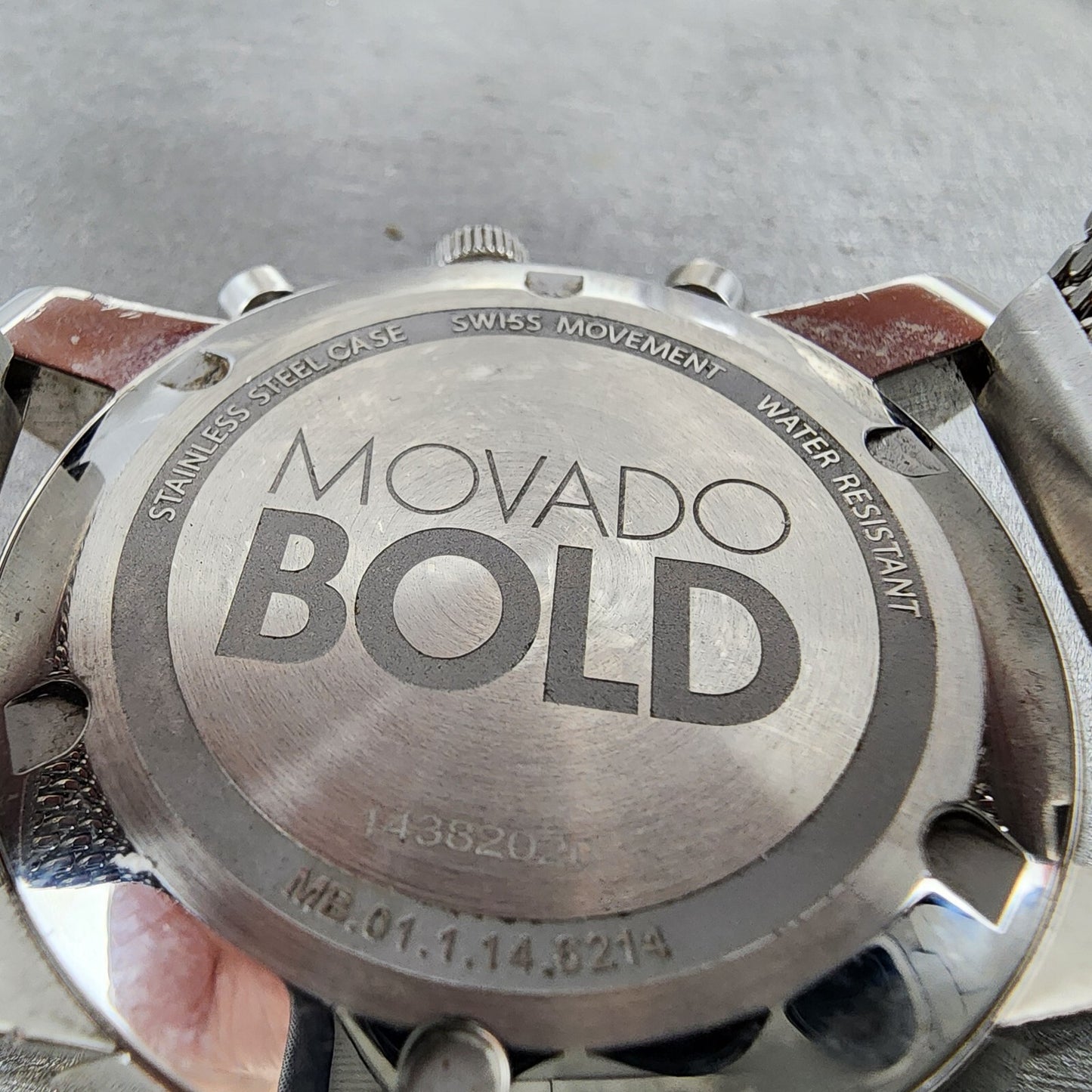 Movado Bold Chronograph Watch Men 44mm Silver Dial Steel Daydate Round New batt9