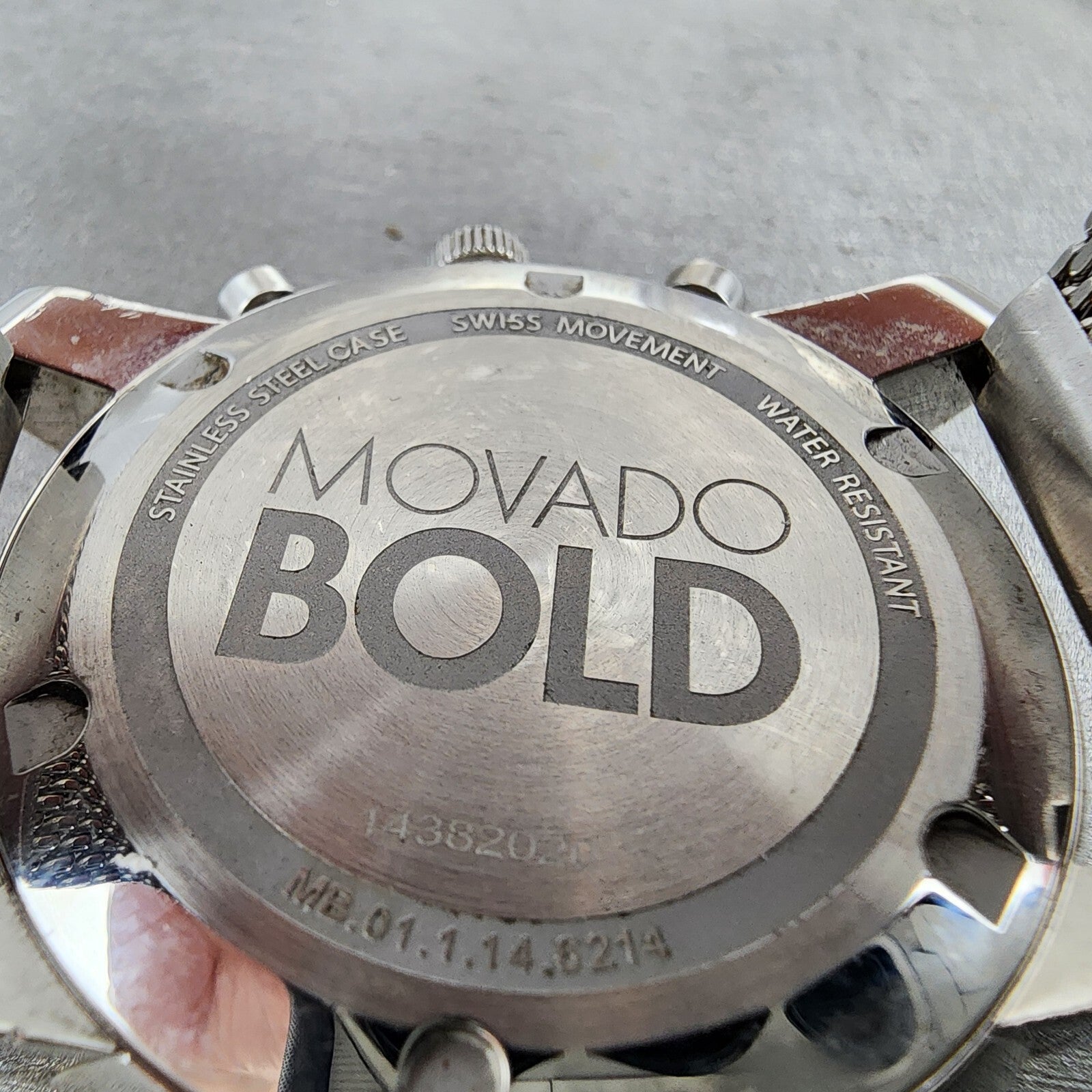 Movado Bold Chronograph Watch Men 44mm Silver Dial Steel Daydate Round New batt9