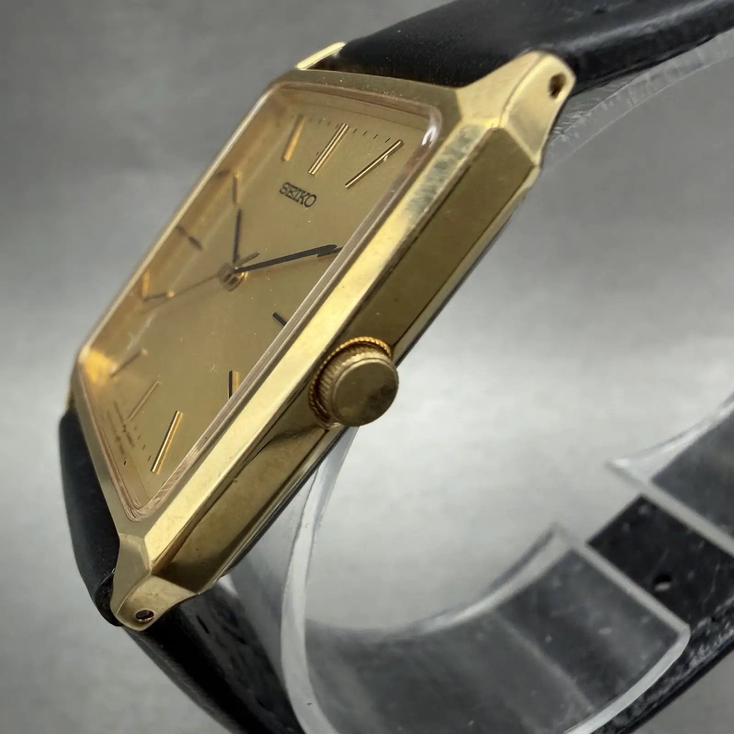 Seiko Tank Watch Men 25mm Champagne Dial Gold Tone 5P31-5330 New Battery2