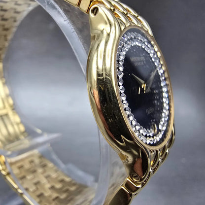 Raymond Weil Fideli Watch Women 24mm Black Dial Gold Plated Date 4702 New Batt3