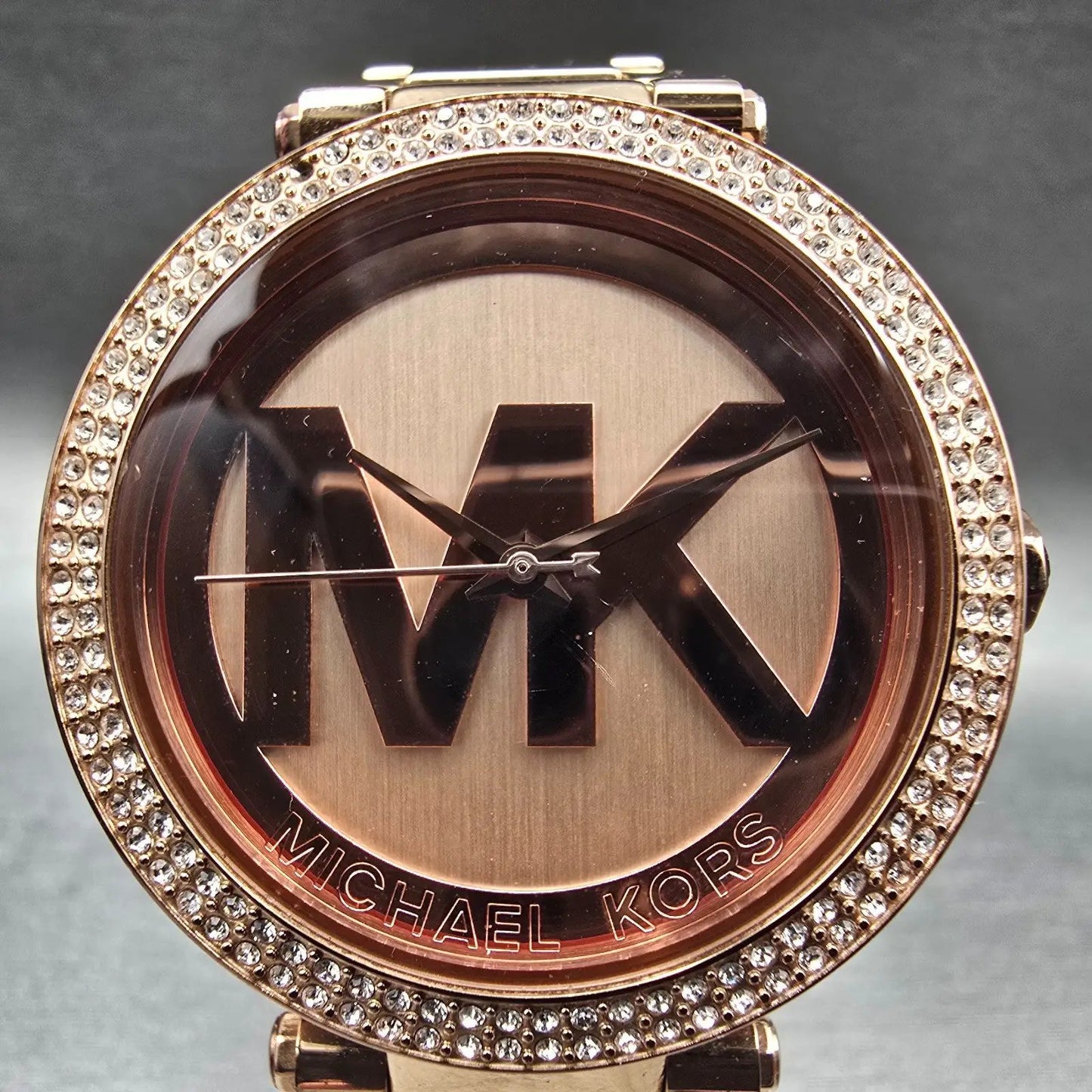 Michael Kors Parker Watch Women 39mm Rose Gold Gemmed MK-5865 New Battery LPF1