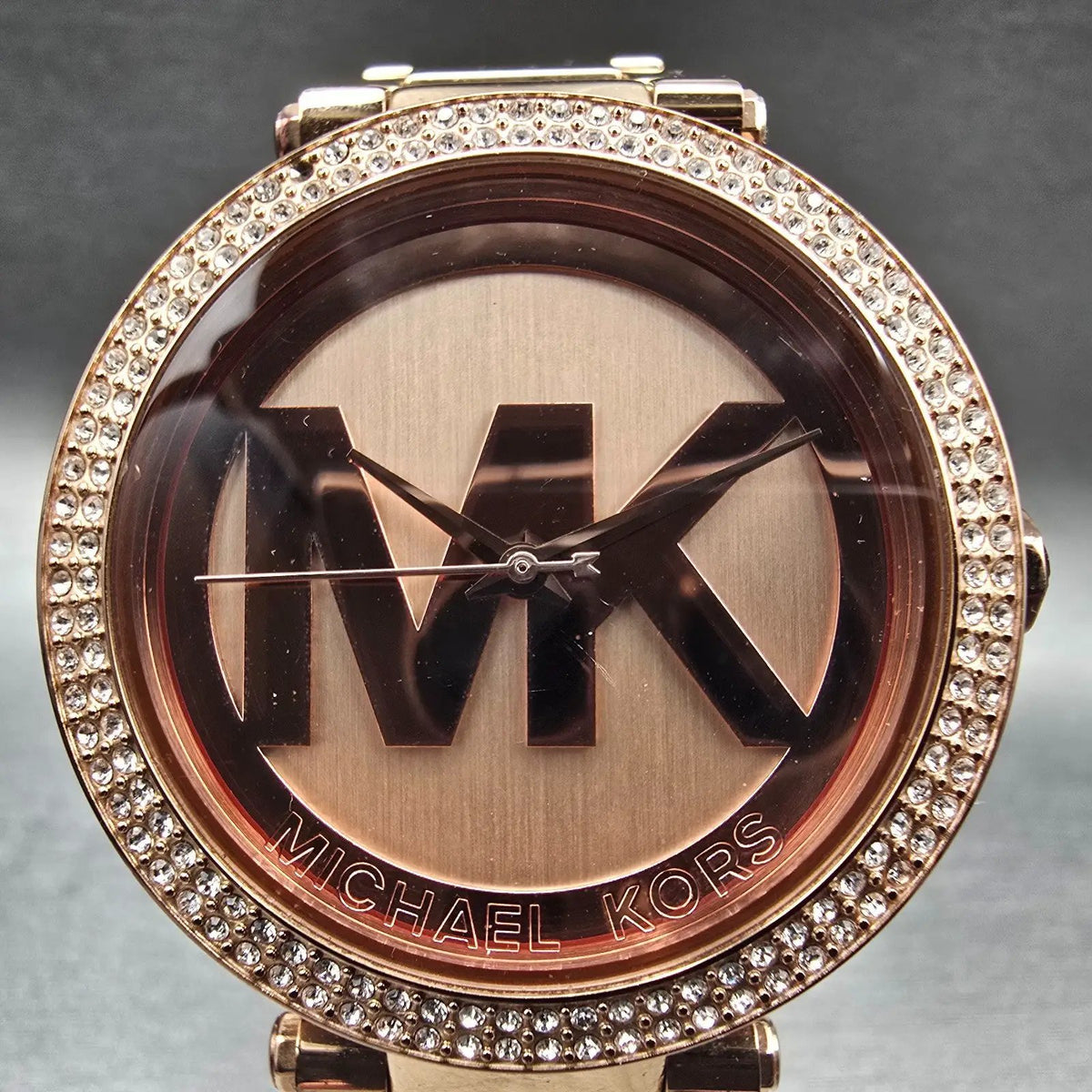 Michael Kors Parker Watch Women 39mm Rose Gold Gemmed MK-5865 New Battery LPF1