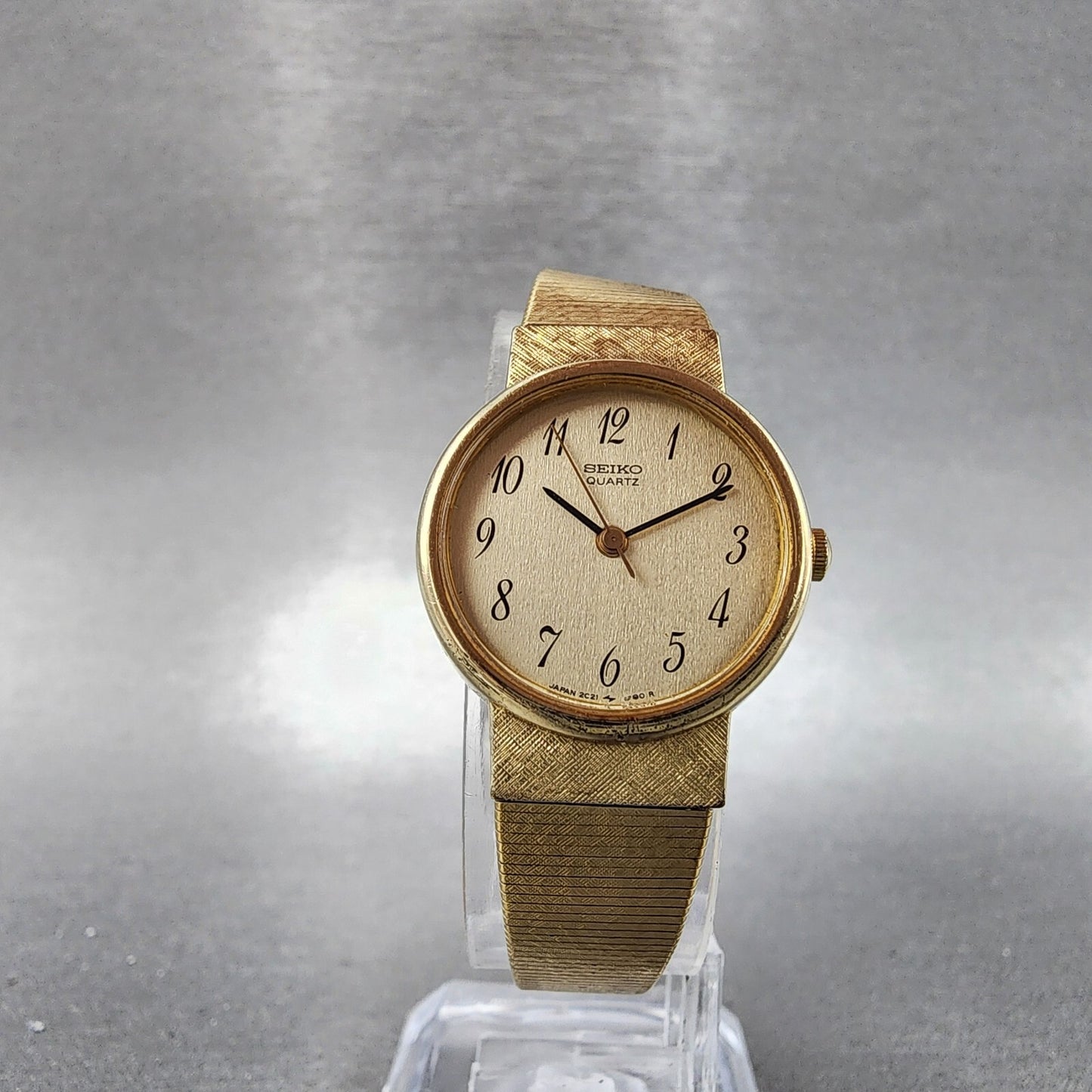 Seiko Watch Women 21mm Champagne Dial Gold Tone Round 2c210060 New Battery5