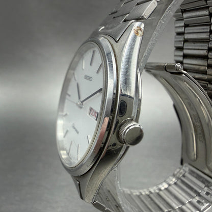 Seiko Chronos Watch Men 33mm White Dial Silver Tone Daydate 5H23-7D40 New Batt2