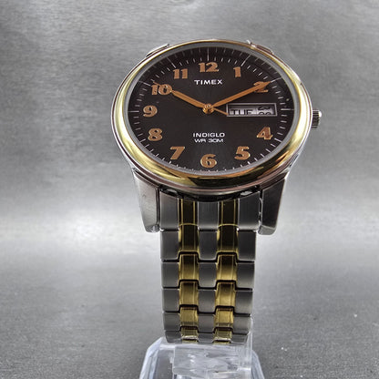 Timex Charles Street Watch Men 36mm Gray Dial Two Tone Daydate T2N093 New Batt5