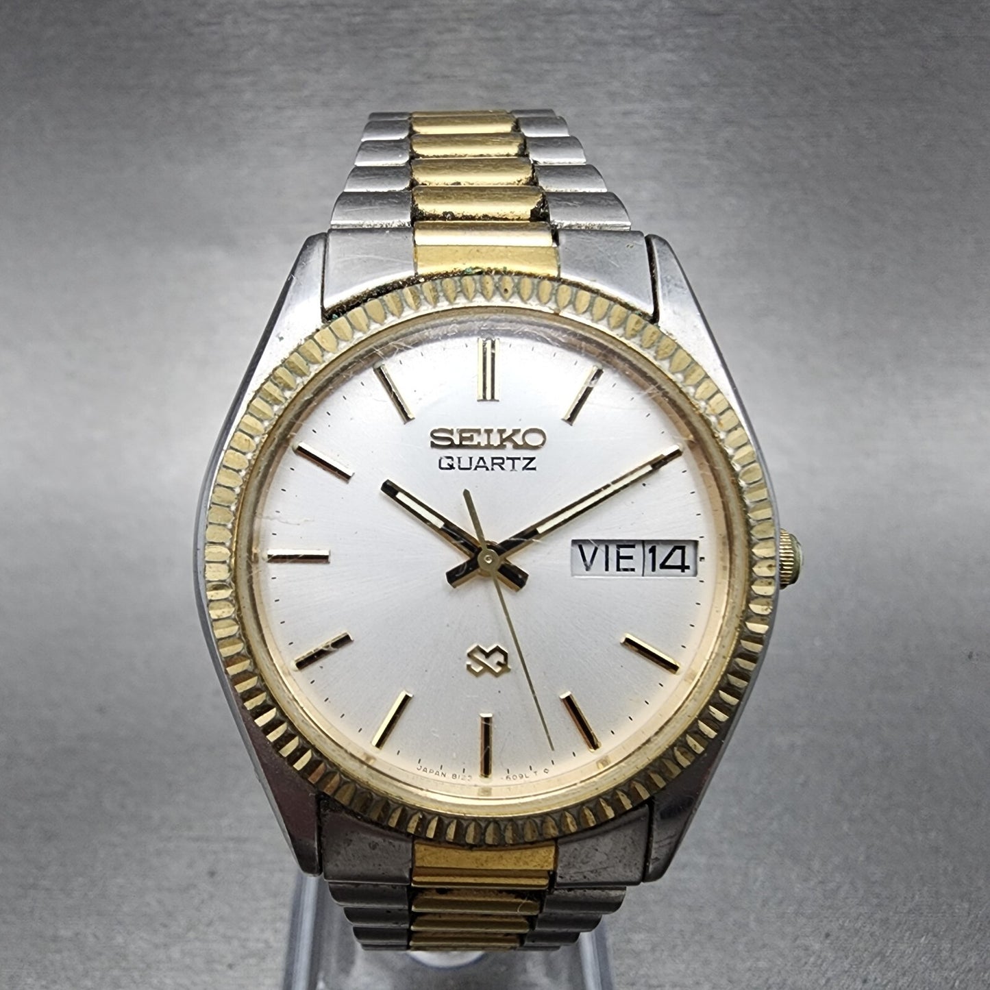 VTG Seiko SQ President Watch Women 33mm White Dial Two Tone Daydate Round NewBat0
