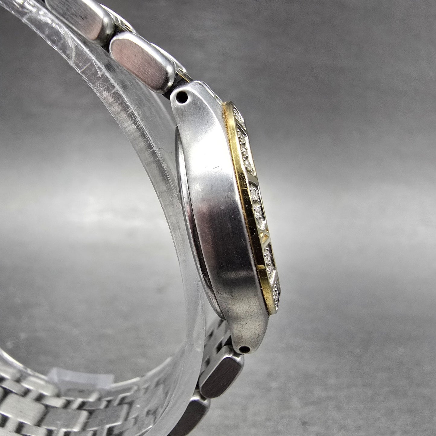Citizen Eco-Drive Lucca Watch Women 25mm MOP Dial Two Tone Date Diamonds Runs4