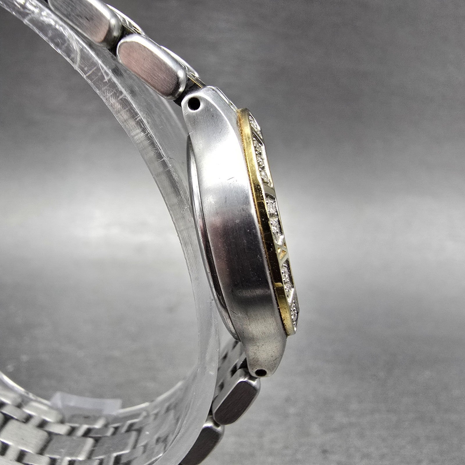 Citizen Eco-Drive Lucca Watch Women 25mm MOP Dial Two Tone Date Diamonds Runs4