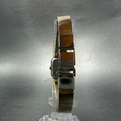 Seiko Tank Watch Women 18mm Champagne Dial Gold Tone 1400-8089 New Battery7