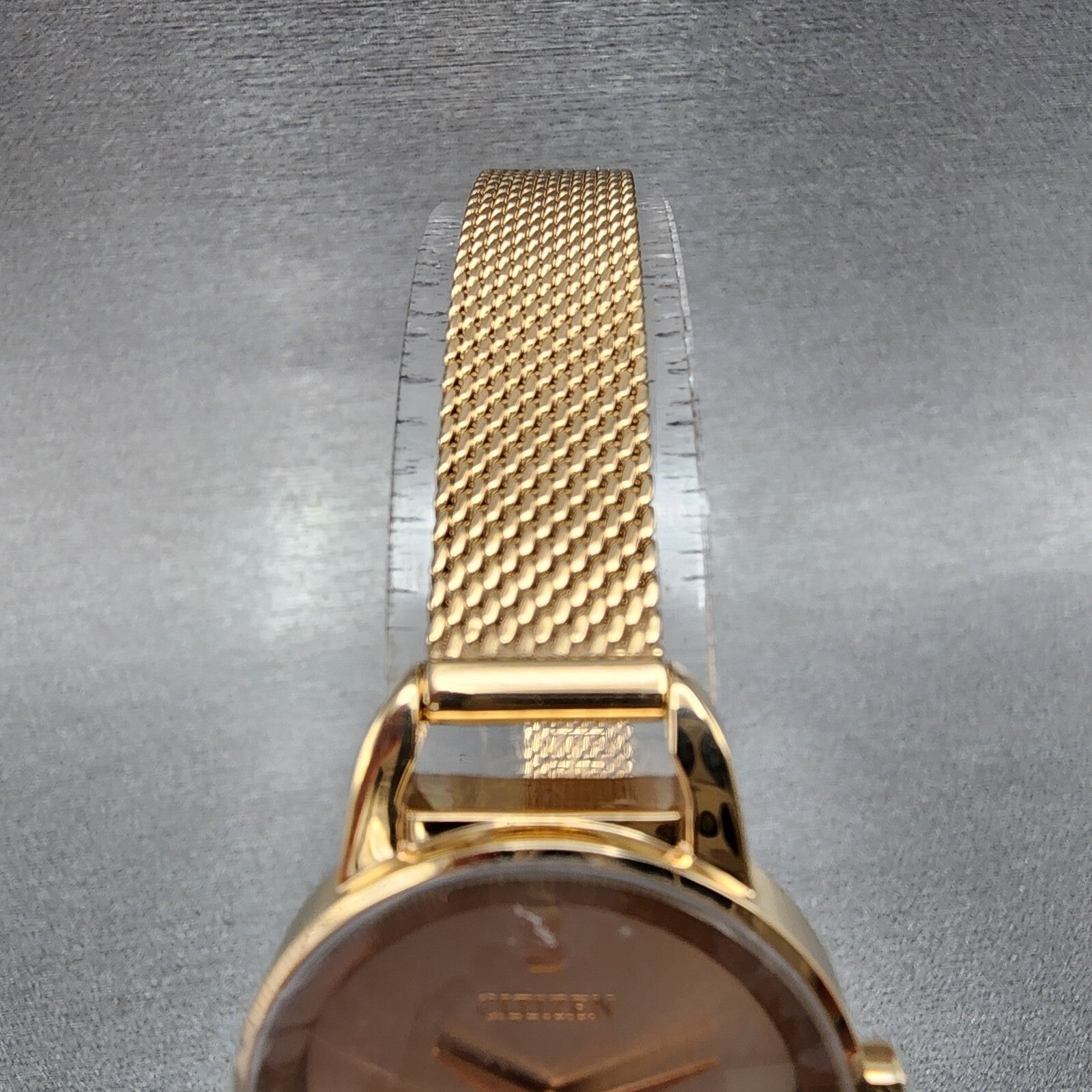 Citizen Watch Women 26mm Champagne Dial Rose Gold Tone Round Mesh Ban EZ700351X4