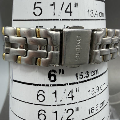 Seiko Watch Women 26mm White Dial Two Tone Date Round 7n82-0599 New Battery JGKP10