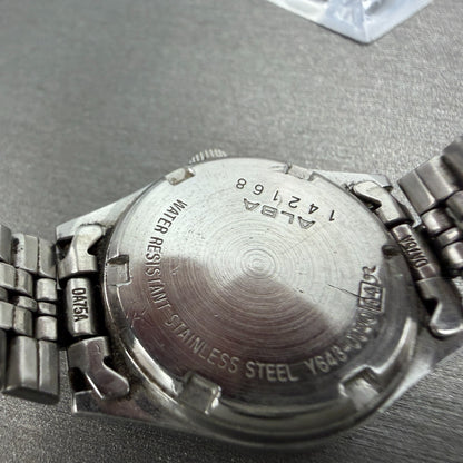 Seiko Alba Watch Women 24mm Green Dial Silver Tone Daydate Y643-0040 New Battery9