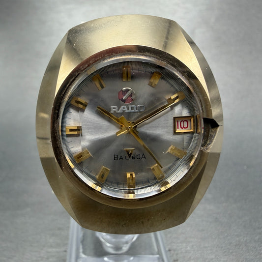 Rado Balboa V Watch Men 35mm Silver Dial Gold Tone Oval Date Automatic PARTS0