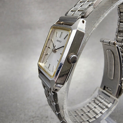 Seiko Tank Watch Women 19mm Silver Dial Silver Tone 4n215090 New Battery2