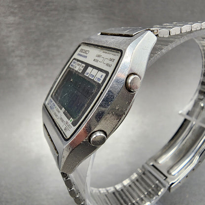 Seiko Digital Watch Men 34mm Steel Chronograph A127-5029 New Battery
