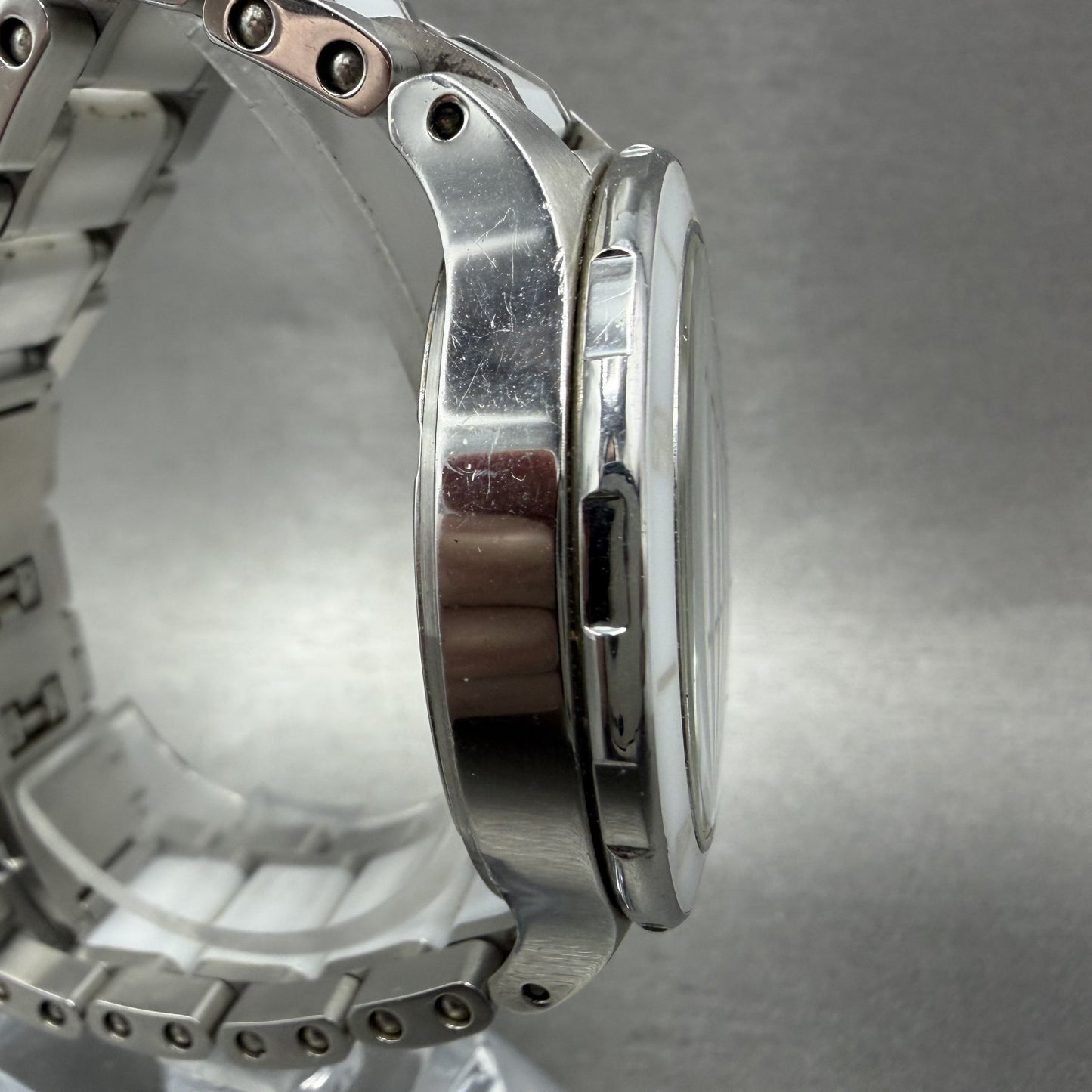 Bulova Chronograph Watch Women 40mm White Dial Silver Tone 98P125 New Battery3