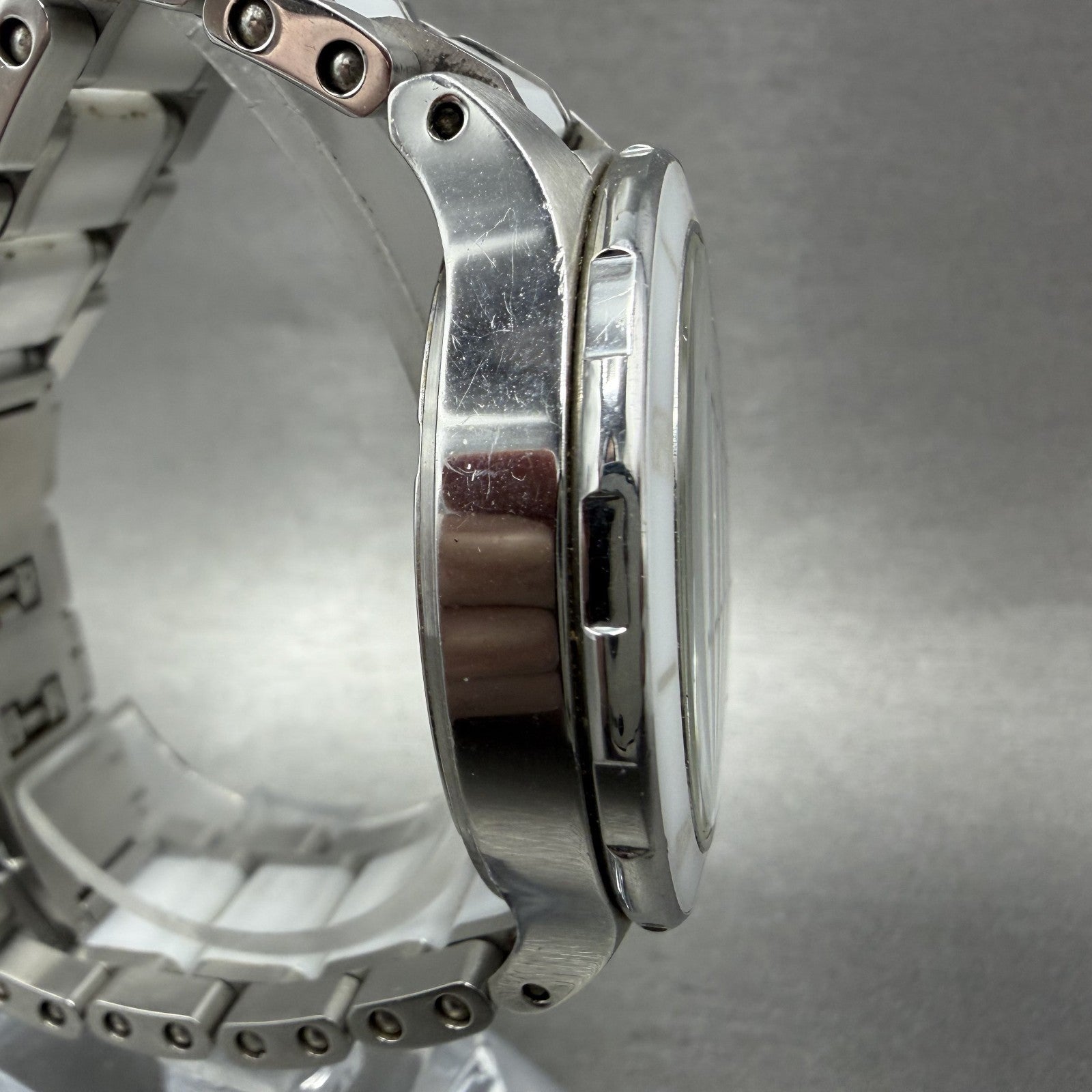 Bulova Chronograph Watch Women 40mm White Dial Silver Tone 98P125 New Battery3