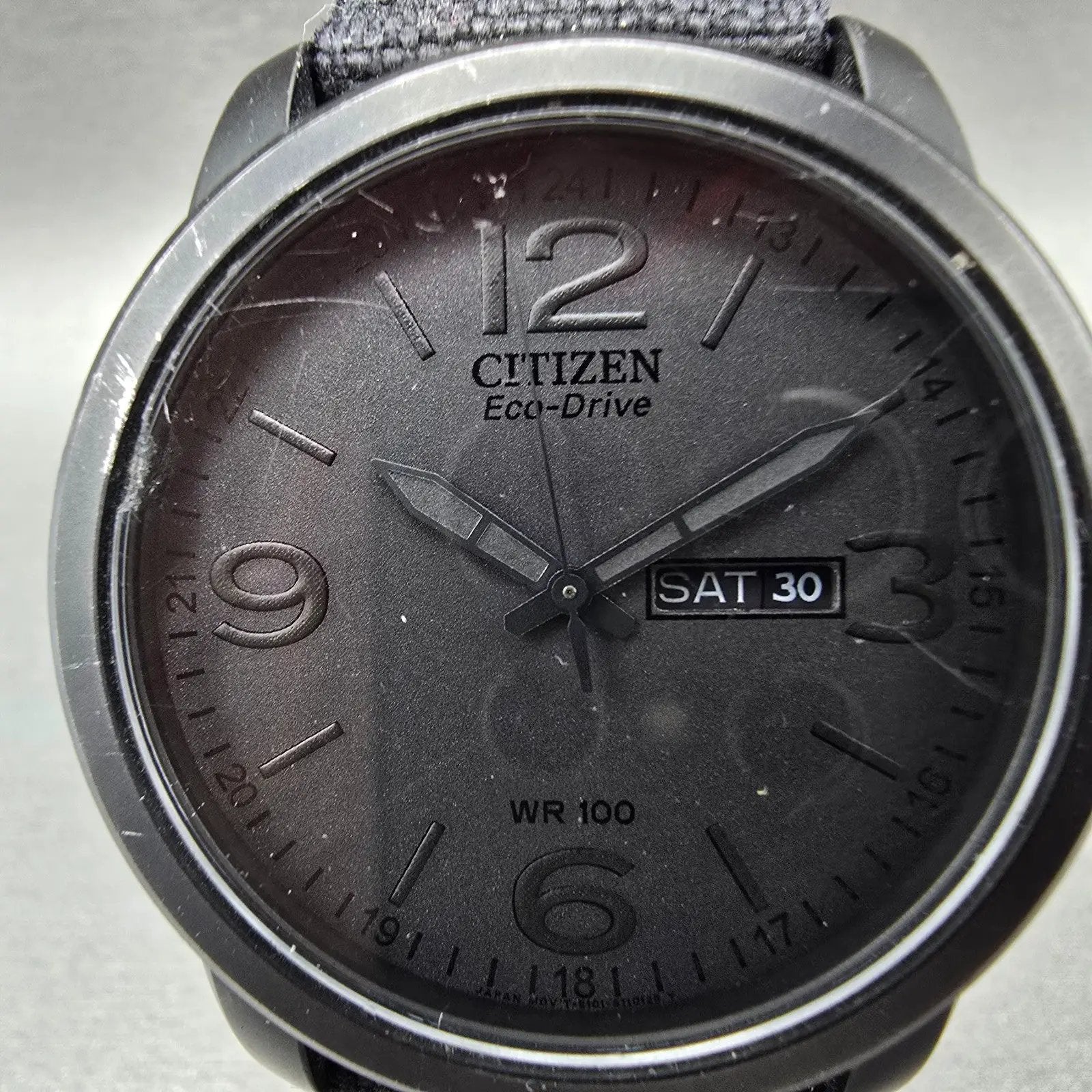 Citizen Eco-Drive Watch Men 42mm Black Dial Black Tone Daydate BM8476-23E Runs N1