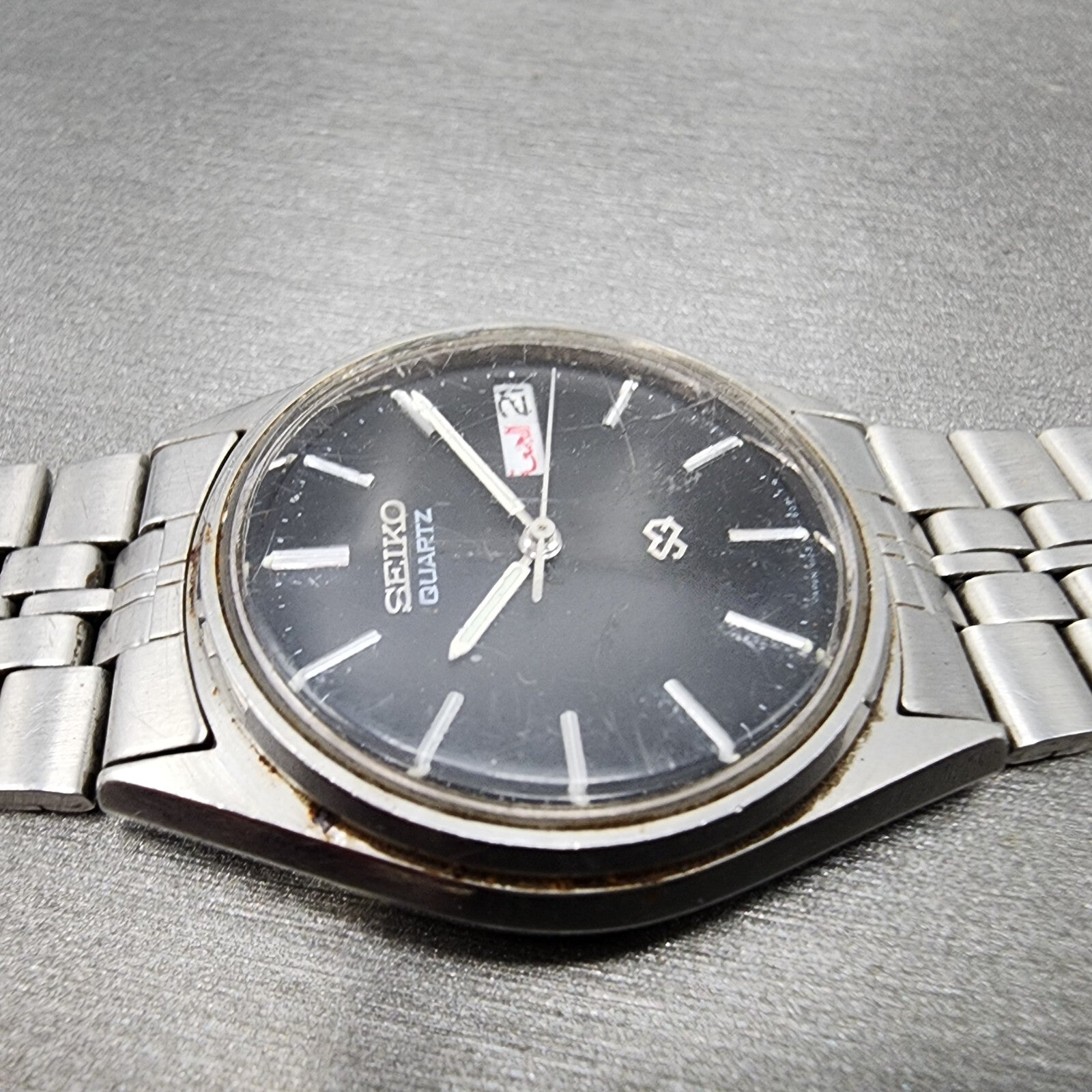 Seiko SQ Watch Men 34mm Blue Dial Steel Daydate Round 81236060 PARTS6