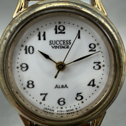 Seiko Alba success Watch Women 24mm White Dial Gold Tone V7016C00 New Battery1