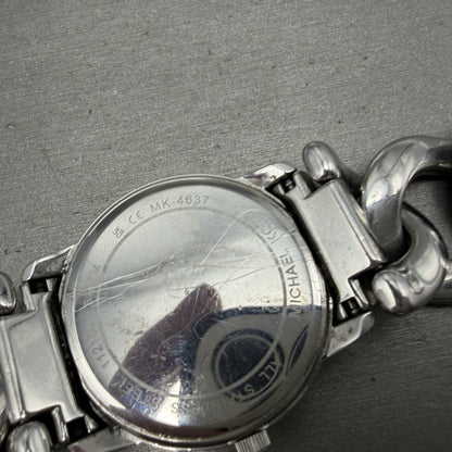 Michael Kors Elena Watch Women 35mm White Dial Silver Tone Round MK-4637 New Bat9