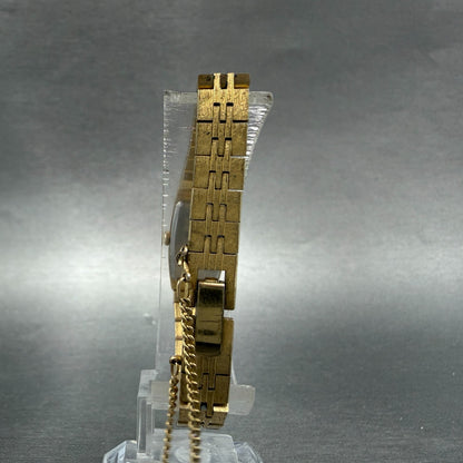 Seiko Tank Watch Women 12mm Champagne Dial Gold Tone 2E20-5559 New Battery BE47