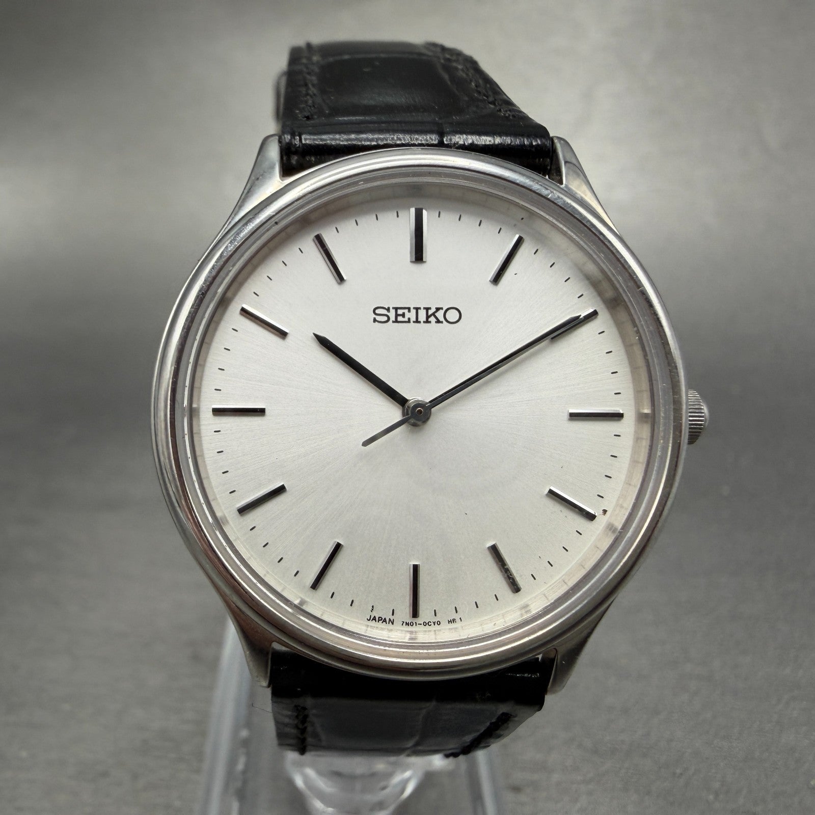 Seiko Watch Men 33mm Silver Dial Silver Tone Round 7n01-0bd0 New Battery Vintage0