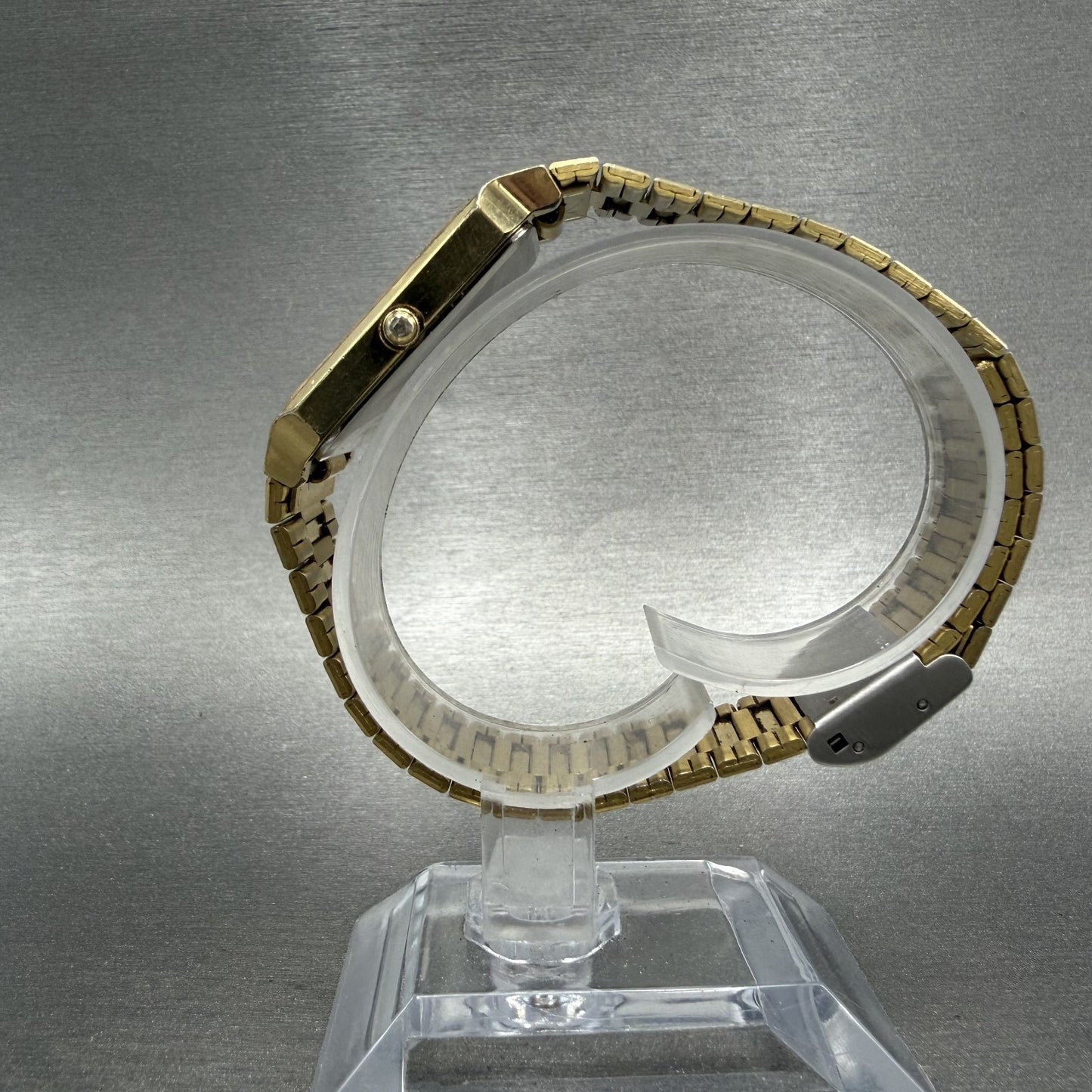 Seiko Tank Watch Men 25mm Champagne Dial Gold Tone 5Y31-5000 New Battery6