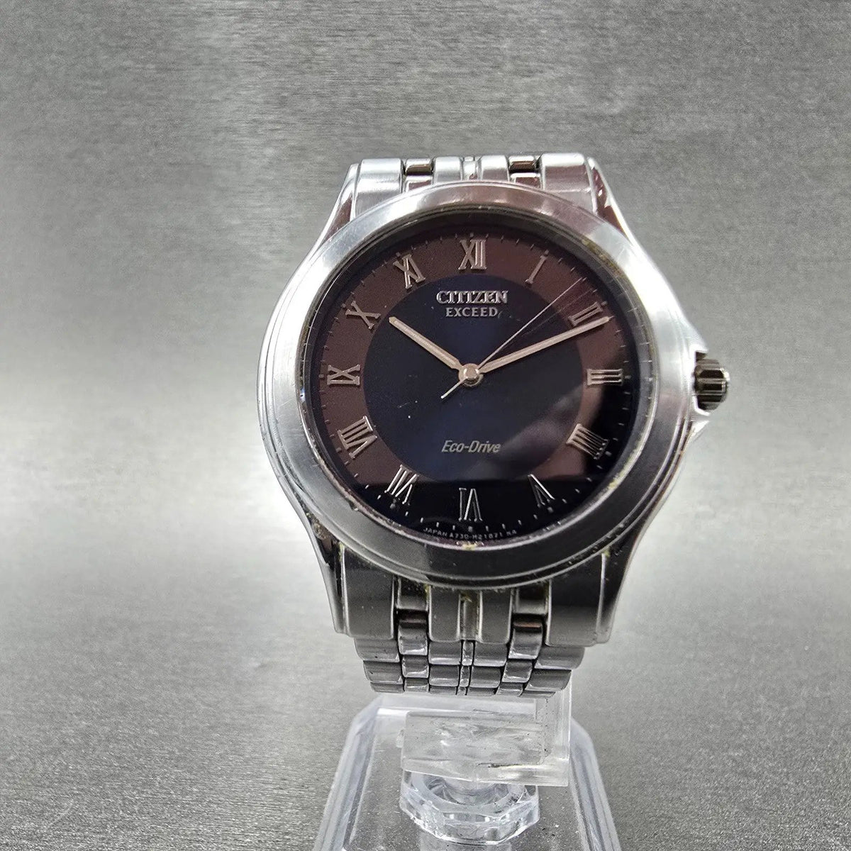 Citizen Eco-Drive Exceed Watch Men 35mm Blue Dial Steel Round A730-H12557 Runs6