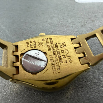 Swatch Irony Watch Women 25mm Silver Dial Gold Tone Round New Battery9