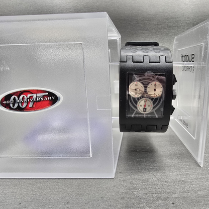 Swatch Dr. No Chronograph Watch Men 31mm Black Dial Black Tone Date SUEB400 NOS11