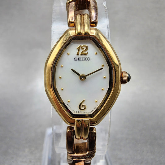 Seiko Watch Women 17mm MOP Dial Gold Tone Octagon 1n000ld0 New Battery0
