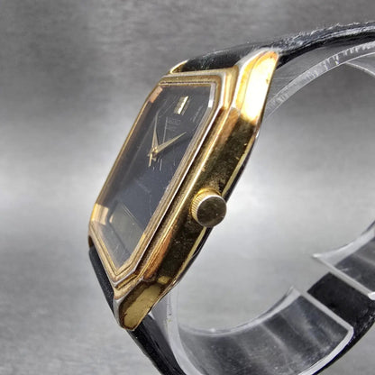 Seiko Analog Digital Watch Men 28mm Black Gold Alarm Chrono H449-5210 PARTS VTG3