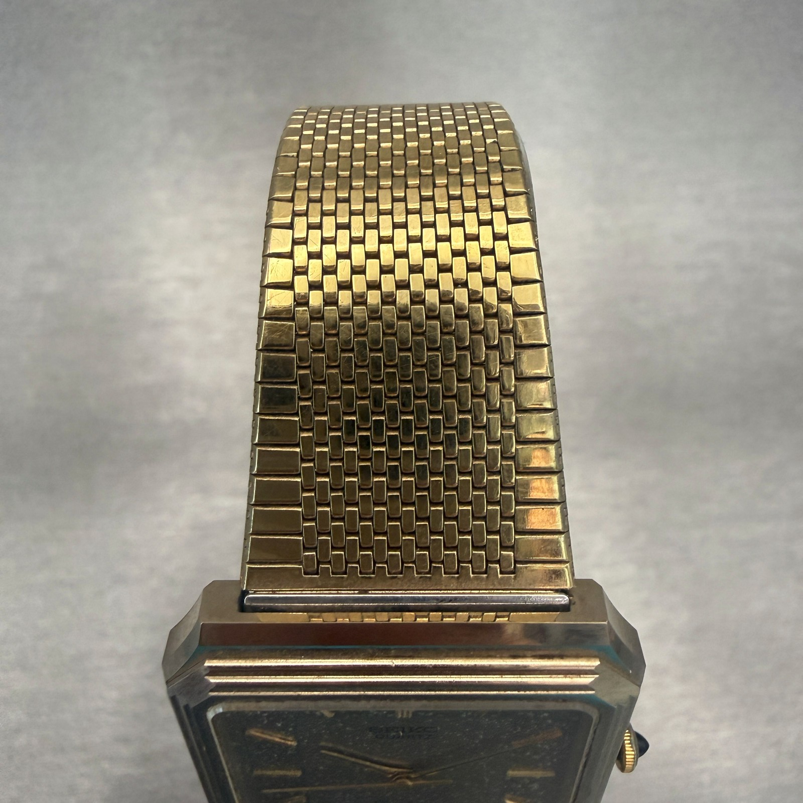 Seiko Dolce Watch Men 29mm Gold Dial Gold Tone Rectangle 5931-5490 New Battery4