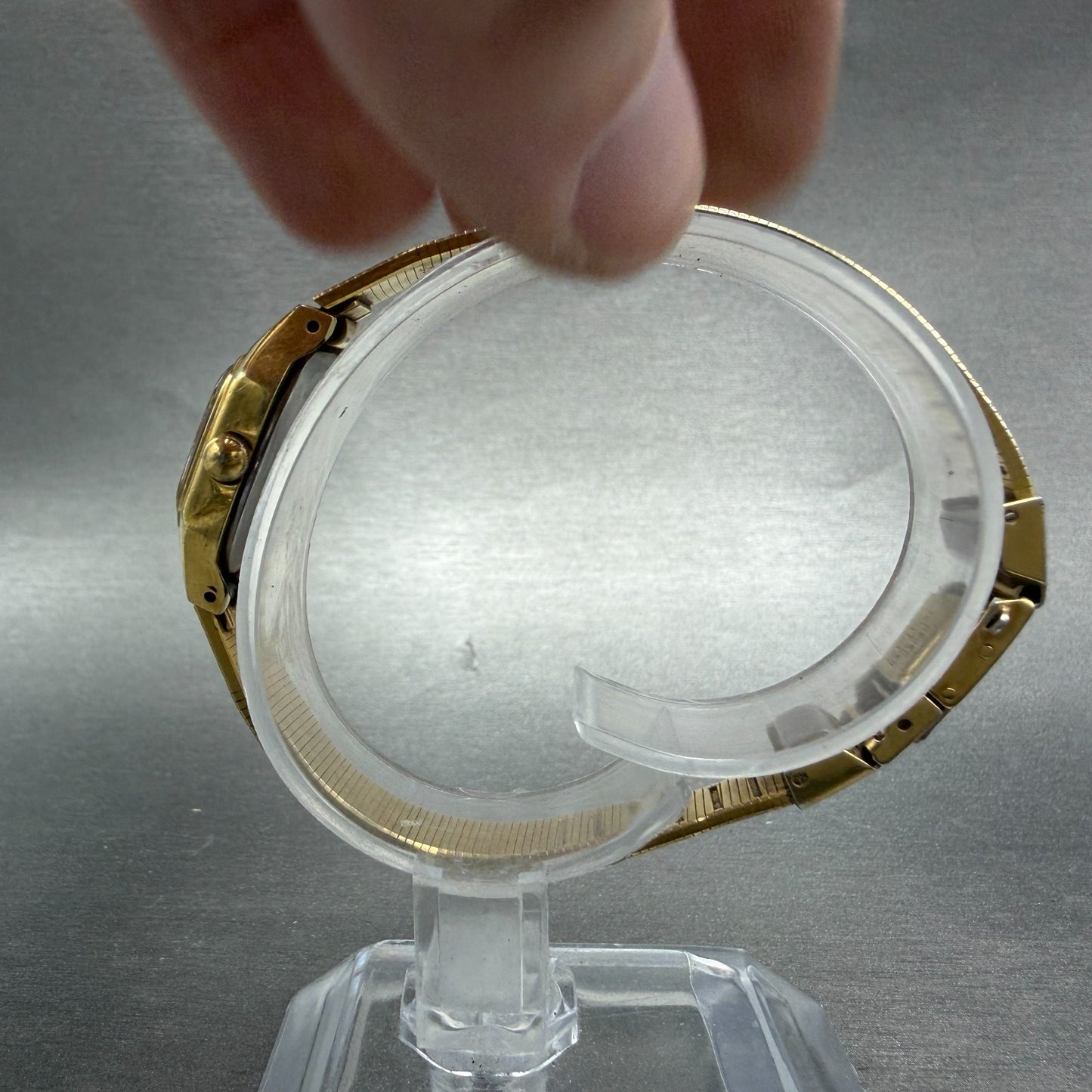 Seiko Tank Watch Women 17mm Brown Dial Gold Tone Rectangle 5420-5019 New Batt B26