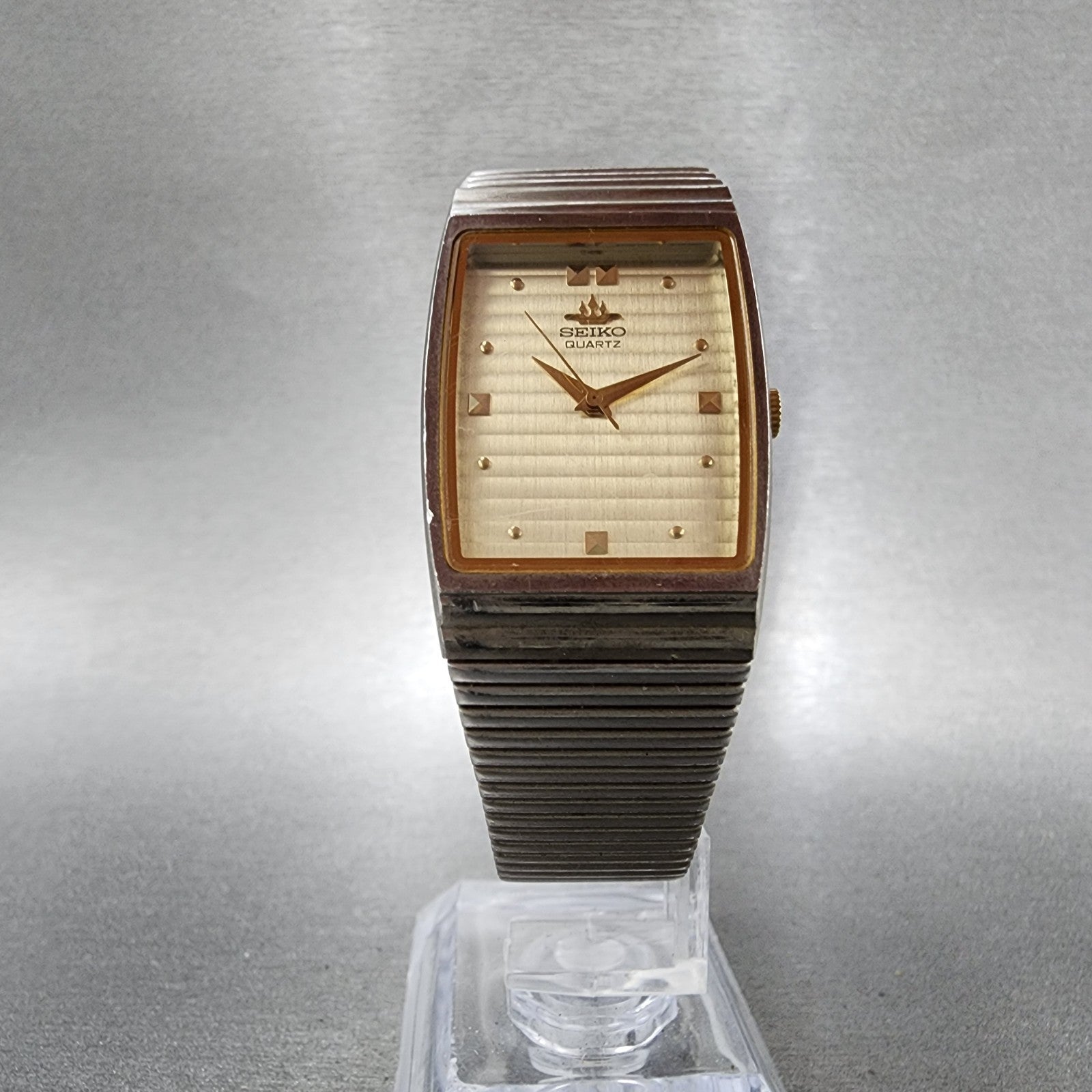 Seiko Tank Watch Men 23mm Champagne Dial Silver Tone 8y215050 New Battery5