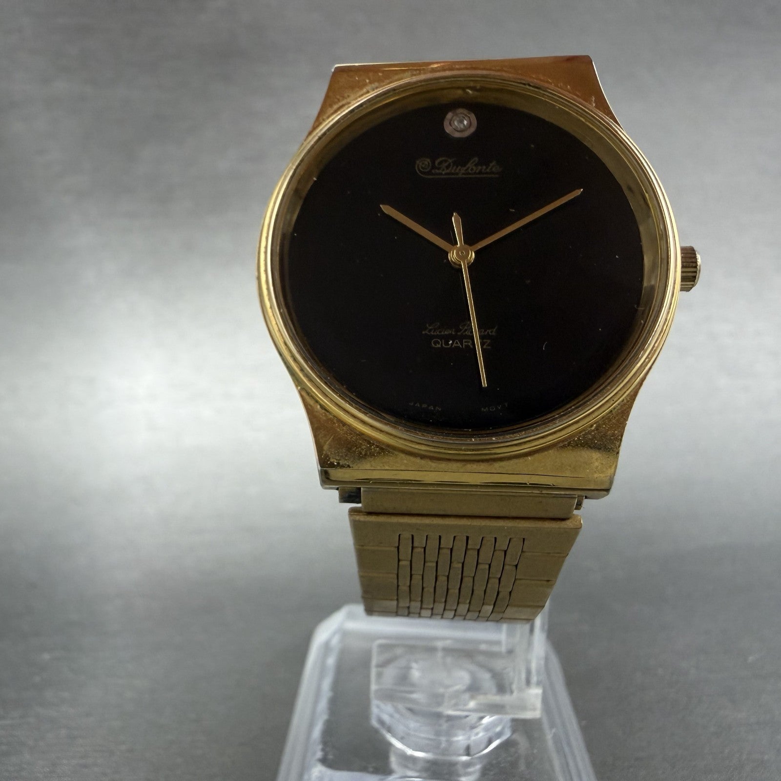 Lucien Piccard Watch Men 32mm Black Dial Gold Tone Round New Battery Vintage5